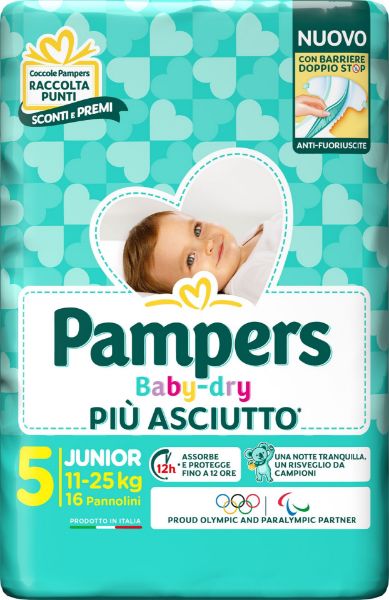 Picture of PAMPERS BABY-DRY JUNIOR NAPPIES (11-25 KG) 16 PIECES