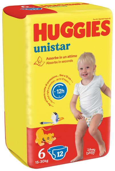 Picture of HUGGIES UNISTAR NAPPIES LARGE (15-30 KG) 12 PIECES 